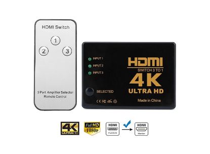 4K HD ALICILI KUMANDALI HDMI ÇOKLAYICI - 3 İN 1 SW resmi