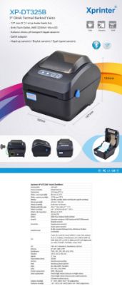XPRINTER 203dpi DT325B Direkt Termal USB Barkod Ya resmi