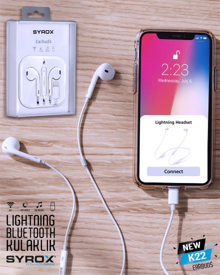 SYROX K22 Lightning Giriş / Orj. Gör. Kulaklık resmi