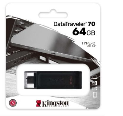Kingston DT70 64GB USB-C 3.2 Gen 1 Type-C Flash Be resmi