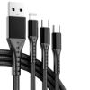 PM 3IN1 SİYAH 1.2 METRE (MICRO USB - LIGHTNING - T resmi