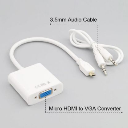 OEM Micro Hdmi To Vga Çevirici Adaptör (Ses Destek resmi