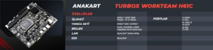 Turbox B75(H61) Sata Ddr3 1600MHz M2  1155P 2.3.Ge resmi