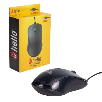 HELLO HL-38 1000 DPI KABLOLU OPTİK SİYAH MOUSE resmi