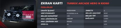 TURBOX 4GB RX560 Amd GDDR5 128Bit Dvi.Hdmi.Display resmi