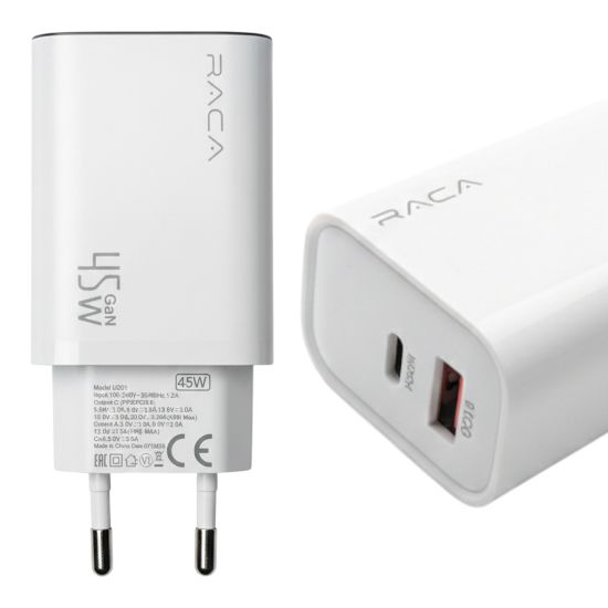 RACA U201 GAN 45 WATT (TYPE-C PD + USB QC) HIZLI Ş resmi