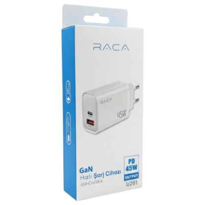 RACA U201 GAN 45 WATT (TYPE-C PD + USB QC) HIZLI Ş resmi