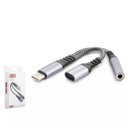 HADRON Type-C to Type-C + 3.5 mm Dişi Ayırıcı Kabl resmi