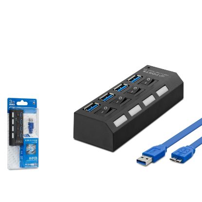 HADRON USB 3.0 Hub Anahtarlı 4 Port 0.5 m - Siyah resmi