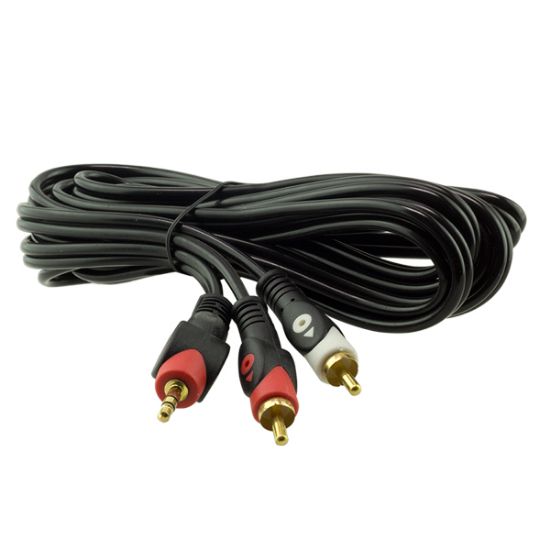 PM 2 RCA ERKEK + 3.5 MM STEREO ERKEK SİYAH 3 METRE resmi