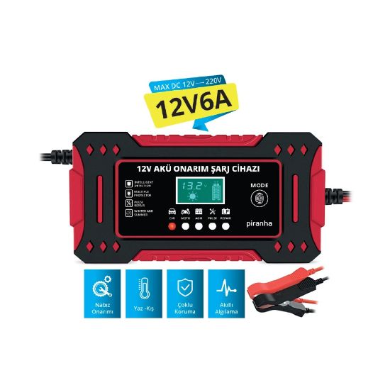 Piranha Oto 12V Akü Hızlı Şarj Onarım Cihazı resmi