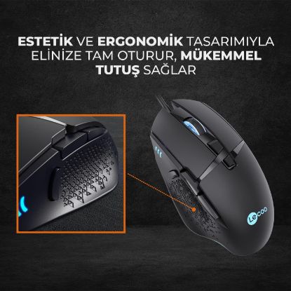 LENOVO LECOO MG1101 6400 DPI 8 TUŞLU KABLOLU RGB L resmi