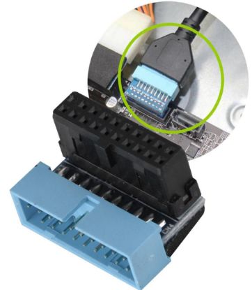 Alfais USB 3.0 19 20pin Dişi Erkek 90 Derece TEKLİ resmi
