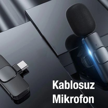 Ally K8 Type-C Kablosuz Mini Yaka Mikrofonu resmi