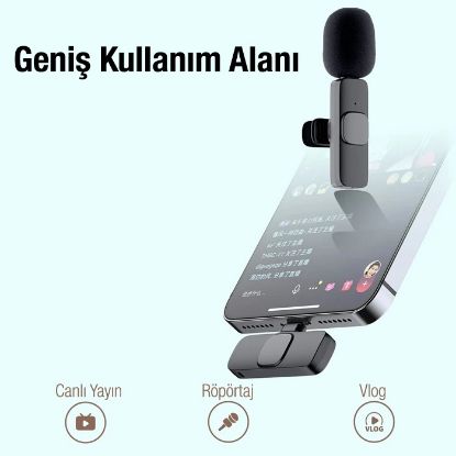 Ally K8 Type-C Kablosuz Mini Yaka Mikrofonu resmi