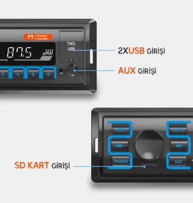 MAGICVOICE ÇİFT USB/SD/FM/AUX/BLUETOOTH UK'LI MEKA resmi