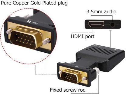 ALFAİS Vga To Hdmi Çevirici Dönüştürücü resmi