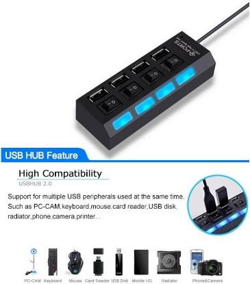 Alfais 4 Port Usb 2.0 Hub Çoğaltıcı Çoklayıcı Anah resmi