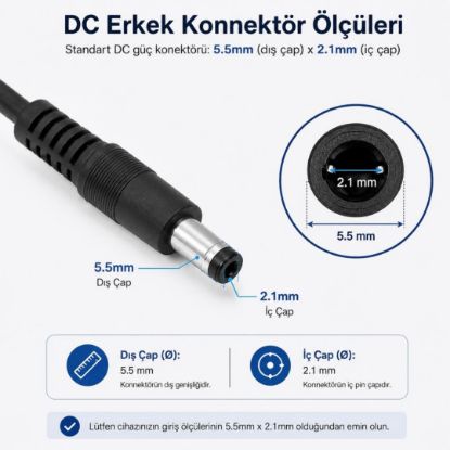 Alfais Usb To Dc 5.5x2.1mm Güç Kablosu 1.5 Metre resmi