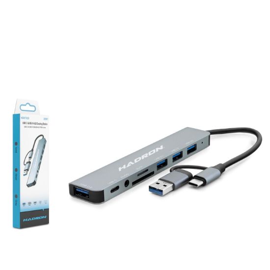 HADRON USB Type-C 3.0 Combo Hub AUX Kart Okuyucu resmi
